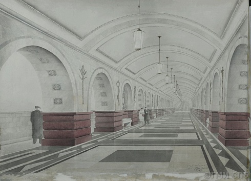 Чайко И.М. Конкурсный проект оформления станции метро "Витебская". 1946