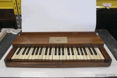 Mute piano keyboard with three full octaves, to train the fluency of the pianist's fingers. The second half of the XIX century