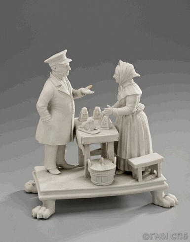 Ink-bottle with a sculptural composition "Easter table". 1850-1880-ies