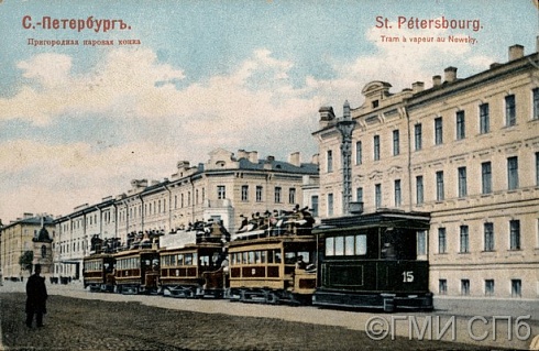 S.-Petersburg. Staro-Nevsky prospect. Suburban steam tram