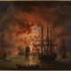 Я. Ф. Хаккерт. Гибель турецкого флота в Чесменском бою. 1771. Холст, масло. 1771. Государственный Эрмитаж