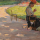 С. Я. Шлейфер. Женщина у клумбы. Холст, картон, масло. 1905–1907. ГМИ СПб.